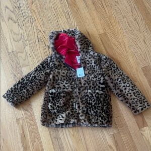 Urban Republic Leopard Print Kids Puffer Jacket with Red Lining